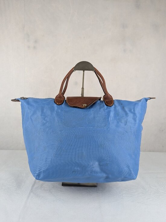 Longchamp Handbags - Pre-Owned Longchamp Le Pliage Blue Tote Bag Nylon Leather Trim - Authentic